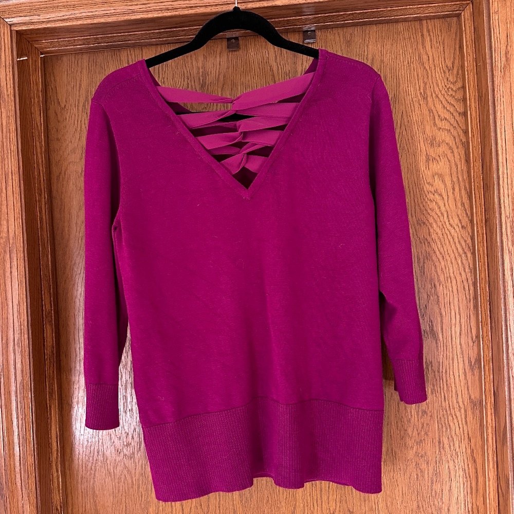 Cable and Gauge Fuchsia 3/4 sleeve top
